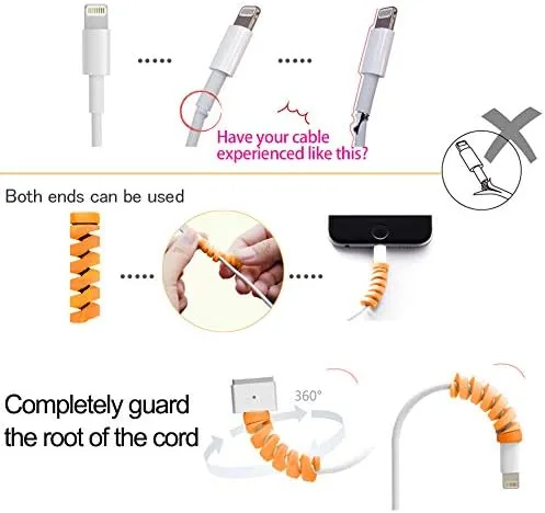 The 36 PCS Cable Protectors for iPhone iPad Charger End Cord in real use