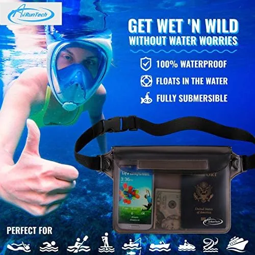 Close look at the AiRunTech Waterproof Fanny Pack,Phone Pouch Dry Bag for Passport Wallet build quality