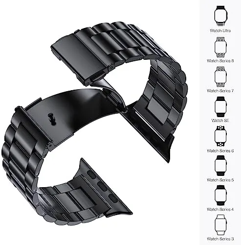 The EPULY banded Apple Watch worn on a wrist with a dress shirt cuff