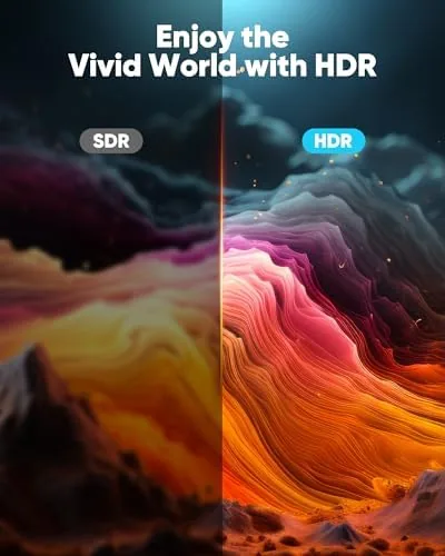 The Highwings braided HDMI cable compared with a thin stock HDMI cord