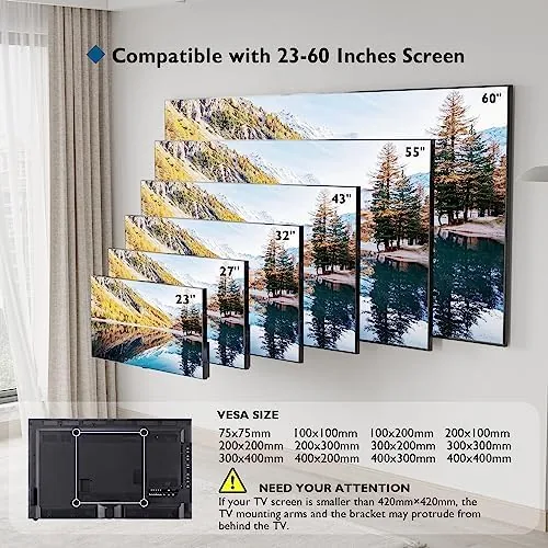 The BONTEC TV Wall Mount Tilting, 23-60 inch TVs, Max VESA compared in context