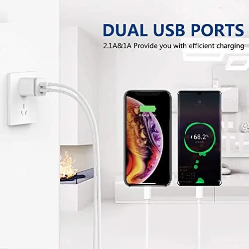 Another view of the USB Wall Charger, LUOATIP 3-Pack 2.1A 5V Dual Port Cube