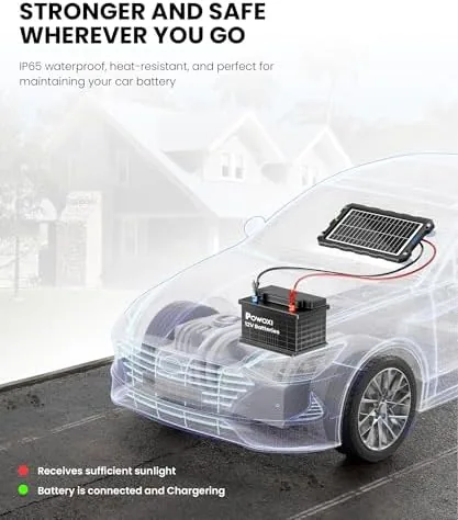 The POWOXI 9W 12V Solar Battery Charger Trickle Maintainer Kit for in real use