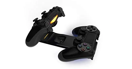 The dock installed next to a PS4 console in a media cabinet