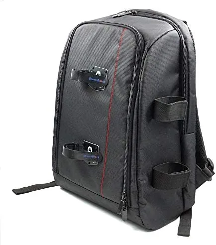The battery straps wrapped around a quad frame and cinched tight