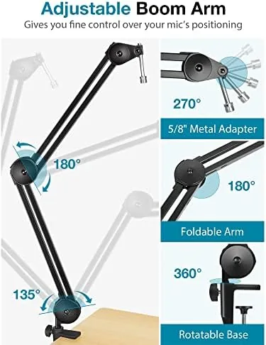 Close look at the InnoGear Mic Arm Desk Mount Microphone Stand Boom Arm for build quality