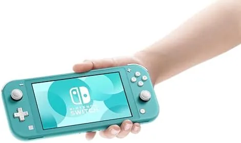 The Switch Lite Turquoise compared beside a standard Switch in handheld mode