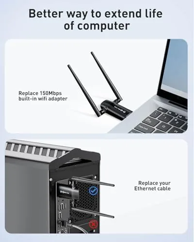 The Nineplus Wireless USB WiFi Adapter for PC - 1300Mbps Dual in real use