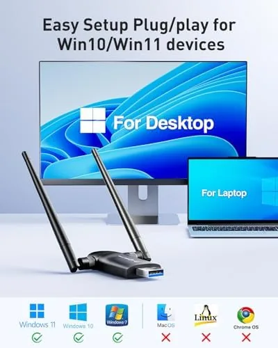 The Nineplus Wireless USB WiFi Adapter for PC - 1300Mbps Dual compared in context