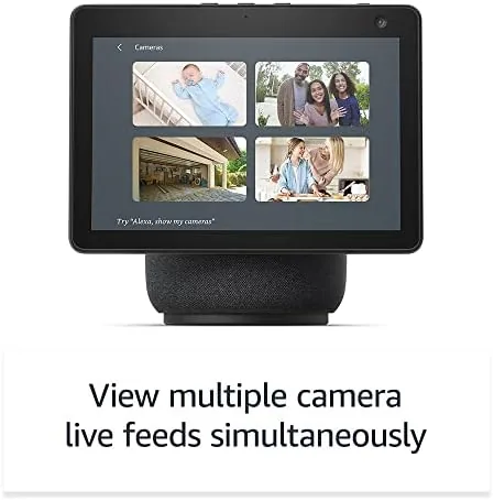 A video call running on the Echo Show 10 with the speaker framing the caller