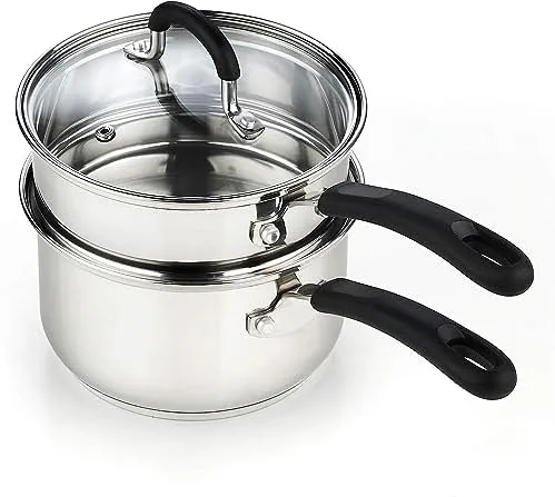 Cook N Home double boiler set with the insert nested in the stainless steel saucepan