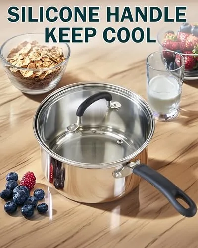 Double boiler set with the saucepan used alone for cooking rice