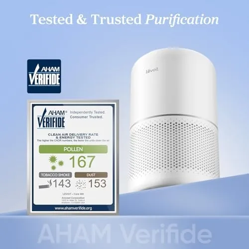 The LEVOIT Core 300 open base with the HEPA filter cartridge visible