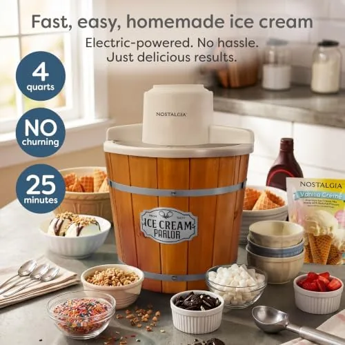 Close look at the Nostalgia Electric Ice Cream Maker With 4 Qt Capacity- Old build quality