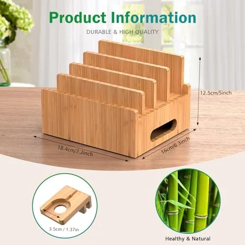 The Pezin & Hulin Bamboo Charging Station with USB Charger,5Cables-Natural | compared in context