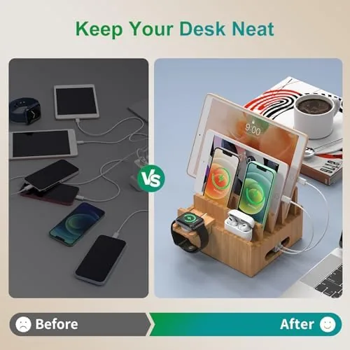 Testing the Pezin & Hulin Bamboo Charging Station with USB Charger,5Cables-Natural | over two weeks