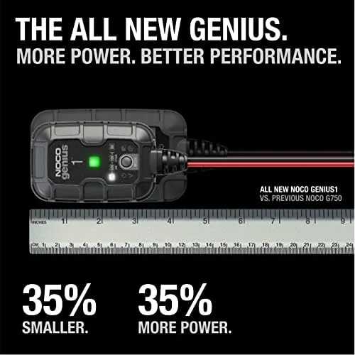 Close look at the NOCO GENIUS1: 1A 6V/12V Smart Battery Charger , Automatic Maintainer build quality