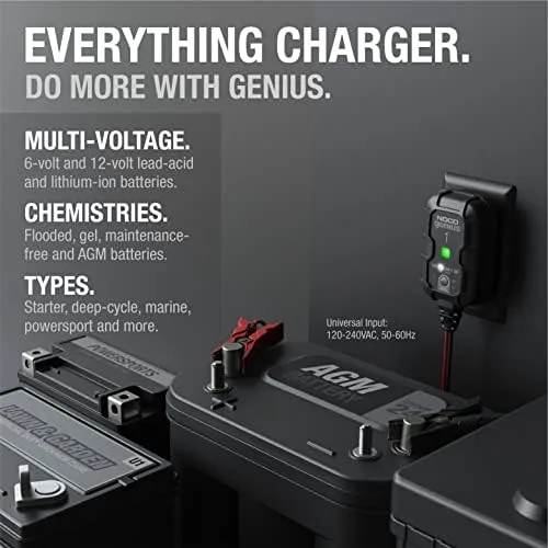 Another view of the NOCO GENIUS1: 1A 6V/12V Smart Battery Charger , Automatic Maintainer