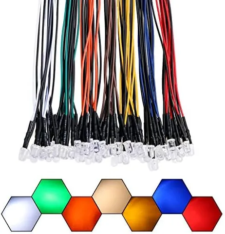 Close look at the 56pcs (7 Colors x 8pcs) 12 Volt LED Lights Emitting build quality