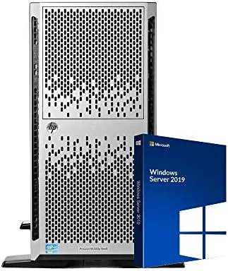 The HP ProLiant ML350p Gen8 tower server standing beside a desk for scale