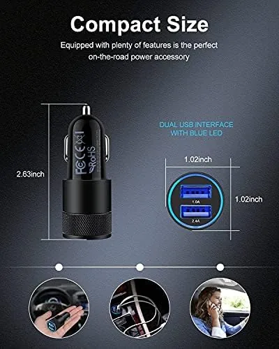 The Car Charger [2Pack/3.4a] Fast Charge Dual Port USB Cargador Lighter in real use