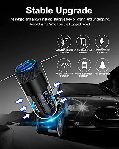 Another view of the Car Charger [2Pack/3.4a] Fast Charge Dual Port USB Cargador Lighter