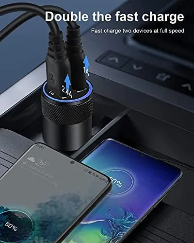 The Car Charger [2Pack/3.4a] Fast Charge Dual Port USB Cargador Lighter compared in context