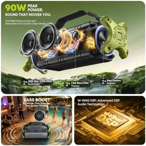 Close look at the Portable Speakers Bluetooth Wireless, 90W Max Loud Outdoor Speaker with build quality