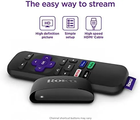 The Roku home screen showing the grid of streaming channels and the Roku Channel tile