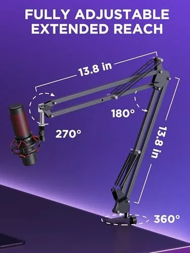Another view of the InnoGear Microphone Stand Mic Boom Arm for Blue Yeti HyperX