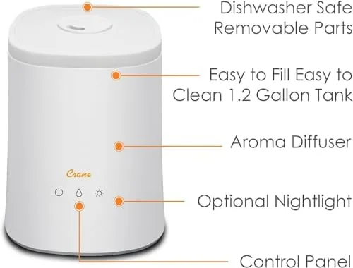 Close look at the Crane Top Fill Ultrasonic Cool Mist Humidifier for Bedroom and build quality