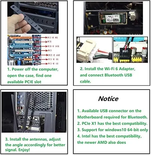 Another view of the OKN WiFi 6E AX5400 PCIe WiFi Card for Desktop PC