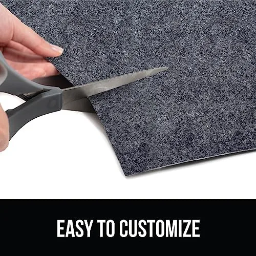 The mat under a laundry cabinet holding detergent bottles with a dry, clean surface