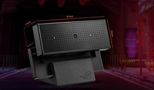 Close up of the ROG Eye lens with the RGB accent ring illuminated