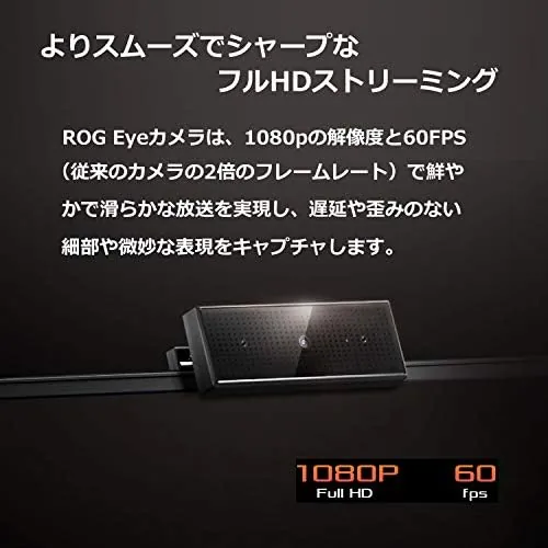 A streamer recording gameplay with the ROG Eye capturing their face clearly