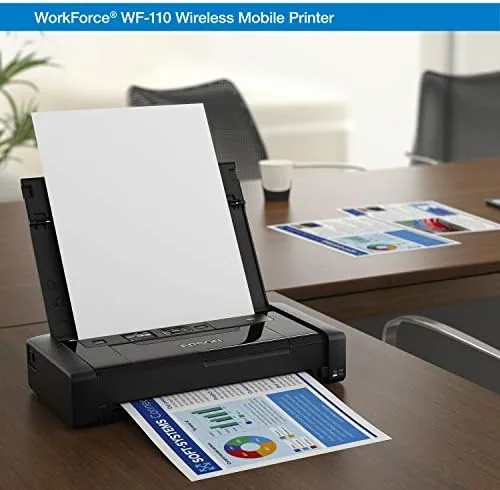 The Epson Workforce WF-110 Wireless Color Mobile Printer,White, Small,Black | Portable in real use