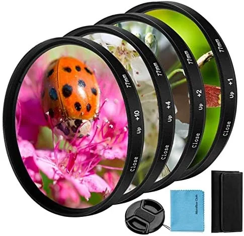 Overview of the 82mm Close-up Filter Kit 4 Pieces(+1,+2,+4,+10) Macro Filter Accessory Close-up