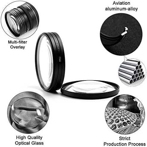 Close look at the 82mm Close-up Filter Kit 4 Pieces(+1,+2,+4,+10) Macro Filter Accessory Close-up build quality