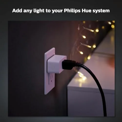 The Hue app showing the smart plug with a lamp icon and an on-off toggle