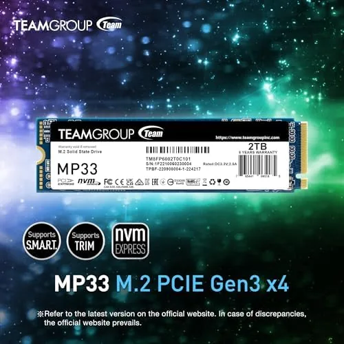 TEAMGROUP MP33 installed in an M.2 slot on a desktop motherboard
