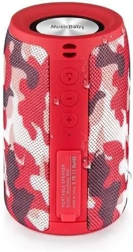 Detail shot of the Musibaby M68 Bluetooth Speaker, 12W, IPX5, Black | Portable, small features