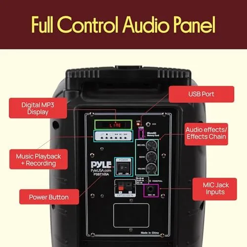 The Pyle PSBT105A - 1000W Portable Bluetooth PA Speaker, 10'' Subwoofer compared in context