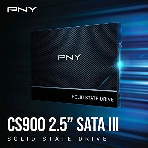 Close up of the PNY CS900 label showing capacity and SATA specifications