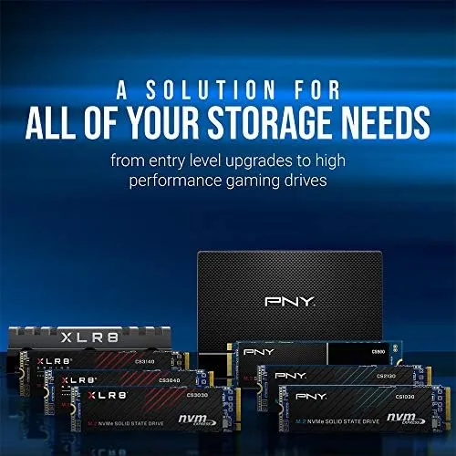 PNY CS900 box with the drive and warranty information on display