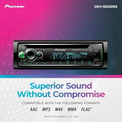 The Pioneer DEH-S6220BS 1-Din CD Car Stereo with Bluetooth, USB/AUX. HD compared in context