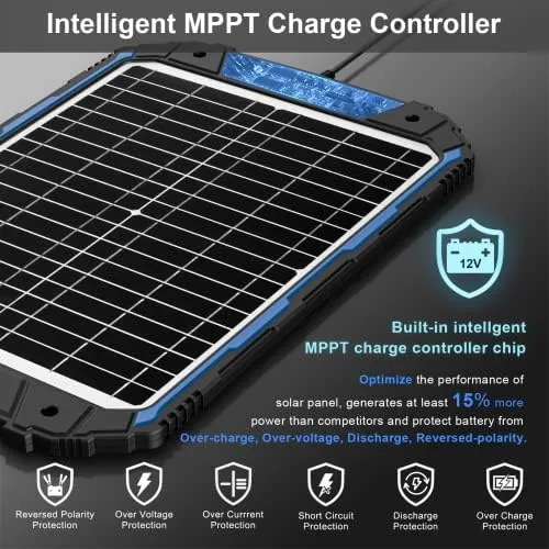 Close look at the SUNER POWER 20W 12V Solar Battery Trickle Charger & Maintainer build quality