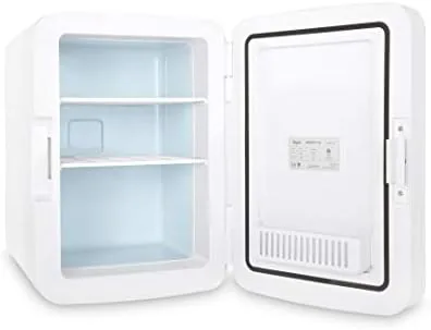 The blue Cooluli fridge next to an insulated lunch tote for comparison
