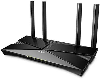 A speed test result on a laptop connected to the AX50 router showing strong throughput