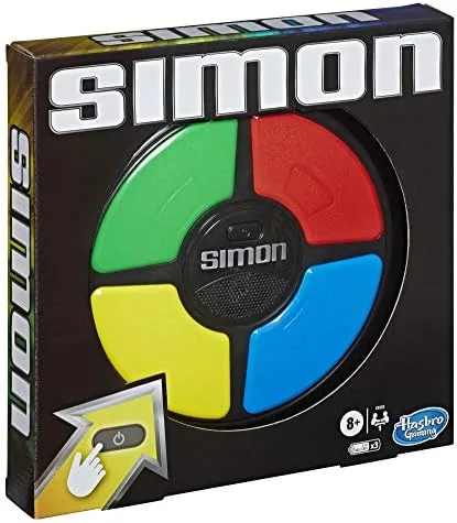 Simon game in play with one lit panel during a sequence