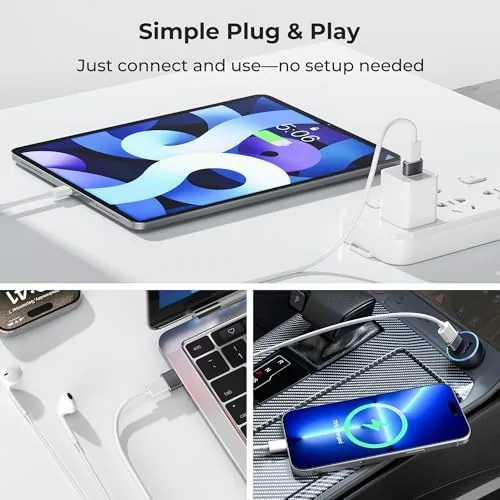 Adapter stored with a spare cable in a small tech travel pouch
